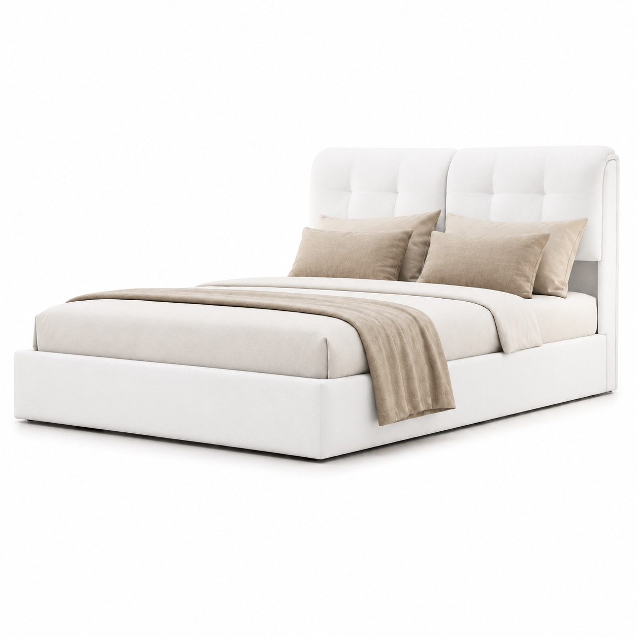 Lit coffre 160 x 200 cm en velours blanc avec LED