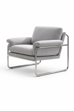 Chaise Lounge Design Bauhaus en Acier Inoxydable – Fauteuil Inclinable Vintage pour Salon, Balcon et Espace Détente
