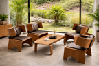 Fauteuil lounge en bois massif et cuir — style scandinave minimaliste
