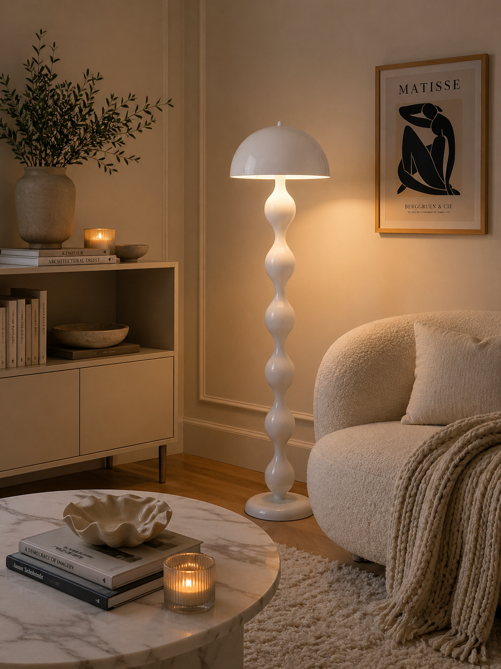 Lampadaire LED nordique — lampe de chevet et salon, abat-jour champignon coloré
