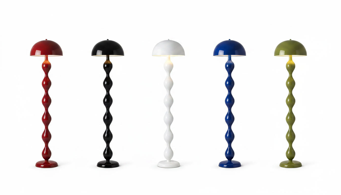 Lampadaire LED nordique — lampe de chevet et salon, abat-jour champignon coloré