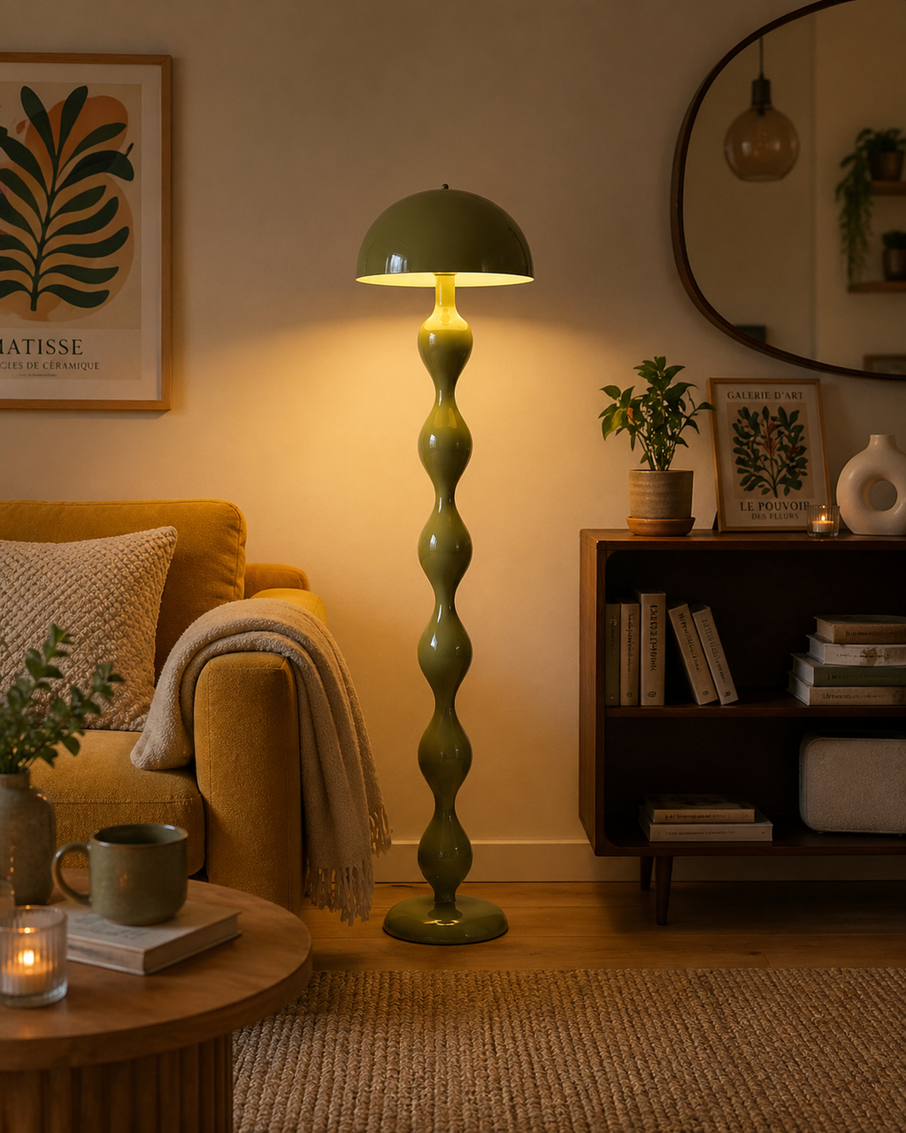Lampadaire LED nordique — lampe de chevet et salon, abat-jour champignon coloré